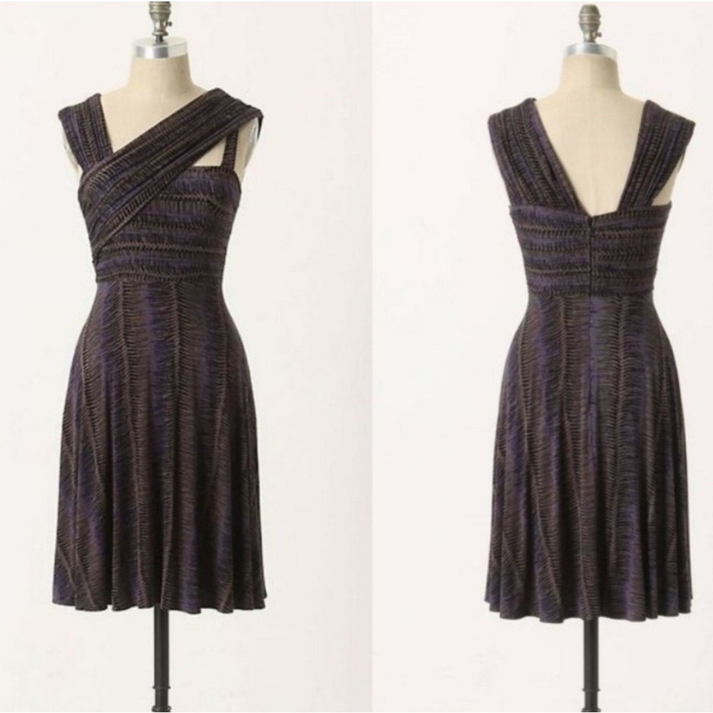 Anthropologie Plenty by Tracy Reese Dreamy Drape Striped Purple Dress Sz S